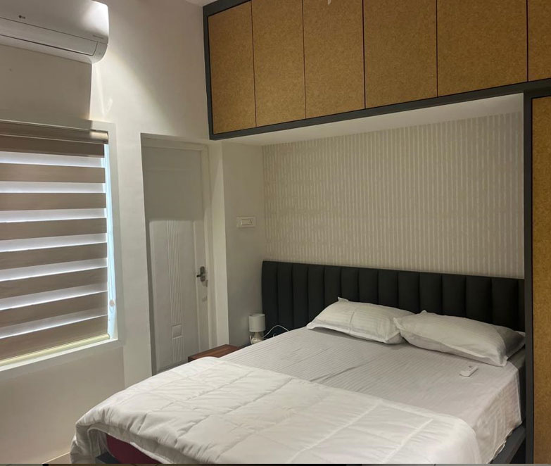 Comfortable guest rooms with modern furniture and decor